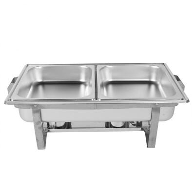 

Greensen 2Slots 9L Stainless Steel Rectangular Chafing Dish with Pan Alcohol Furnace for Buffet Catering