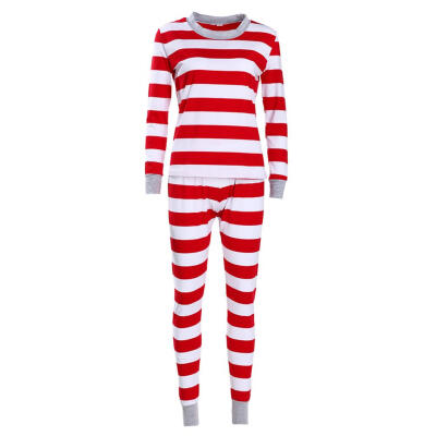 

New Christmas Family Matching Clothes 2pcs Red Striped Pajamas Set for Mom