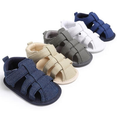 

Toddler Kids Baby Boys Canvas Soft Sole Crib Sneakers Newborn Sandals Shoes NEW