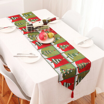 

Siaonvr Creative Christmas Cotton Linen Tablecloth Table Flag Desktop Decoration