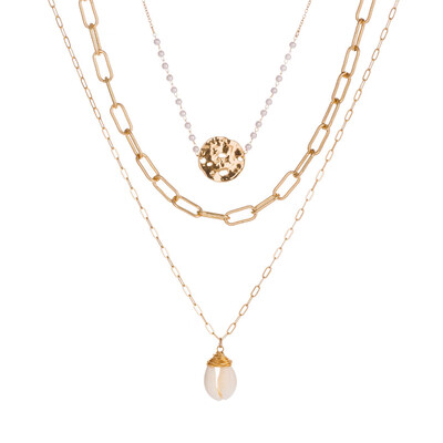 

Fashion White Pearl Shell Necklaces for Women Girls Metal Button Necklace Chokers Simple Summer Beach Jewelry Collar Wholesale