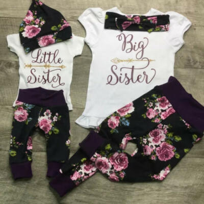 

AU Infant Baby Girl Little Big Sister Match Clothes Jumpsuit Romper Pants Outfit