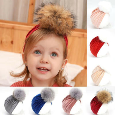 

Baby Infant Girls Knot Turban Velvet Stretchy Beanie Hat Solid Head Wrap Cap