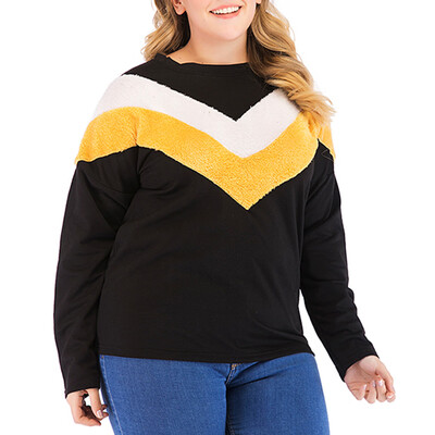 

Gobestart Womens Plus Size Long Sleeve Patchwork Causal T-shirt O-Neck Top Blouse