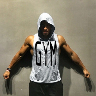 

Men Gym Clothing Bodybuilding Stringer Hoodie Tank Top Muscle hooded Shirt