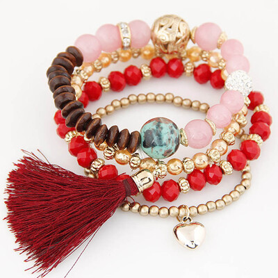 

Retro Handmade Multi-layer Crystal Beads Bracelet for Girls Woman Gift Exquisit