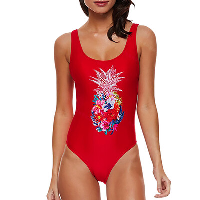 

Roseonmyhand Women Pineapple printing Push-Up Padded Bra Beach Bikini One Piece Sexy Swimwear