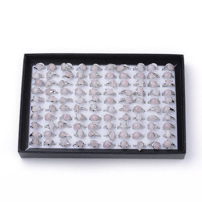 

Natural Rose Quartz Rings with Alloy Findings Mixed Size Mixed Shape Platinum 1618mm 100pcsbox