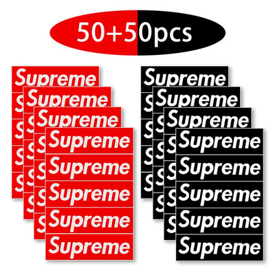 

100 PCS Sticker Box Logo Waterproof Vinyl Supreme Stickers for Cars Laptops Helmets Skateboards Luggage 35 x 12 inch