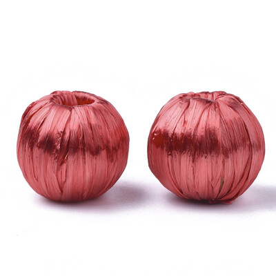 

Handmade Raffia Woven Beads with Wood Inside Round Red 1718x1718mm Hole 6mm
