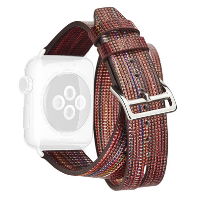 

〖Follure〗For Apple Watch Series 1234 4244mm Deluxe Leather Flash Bracelet Watch Strap