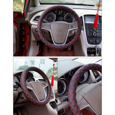 

38Cm Interior Accessories Car Braid Steering Wheel Cover Leather Faux Universal Cover On The Steering Wheel Handmade