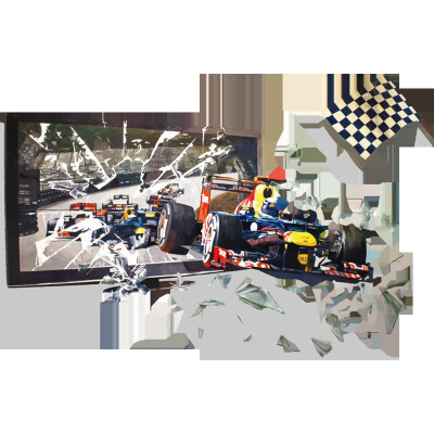 

〖Follure〗3D Racing Car Breaking The Frame Background Wall Decoration Wall Stickers