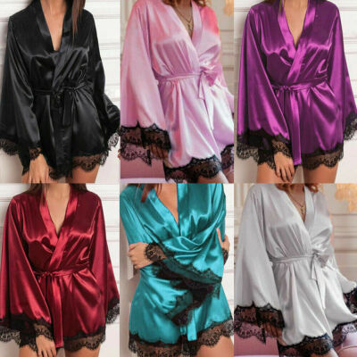 

Womens Stain Lingerie Nightwear Underwear Babydoll Sleepwear Robe Dress