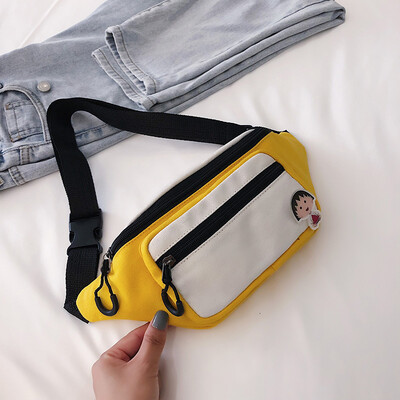 

Fashion sports simple versatile canvas pocket female 2019 new Korean casual personality hit color shoulder Messenger bag