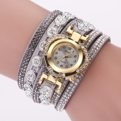 

Duoya brand womens fashion watch fashion diamond love head bracelet bracelet full diamond winding quartz watch