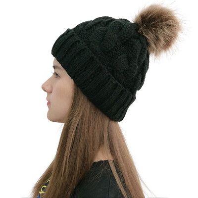 

Tailored Women Casual Solid Stitching Outdoor Plush Ball Hats Crochet Knit Beanie Cap