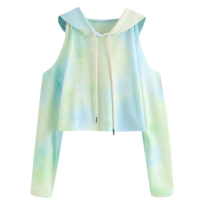 

Nomeni Womens Hoodie Strapless Printed Sweatshirt Long Sleeve Pullover Tops Blouse