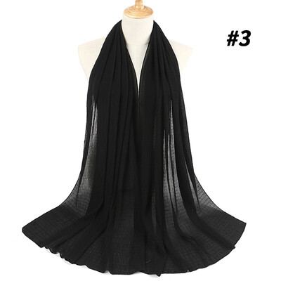 

Monochrome pleated pearl chiffon national womens headscarf new 22 color Muslim solid color hijab manufacturers