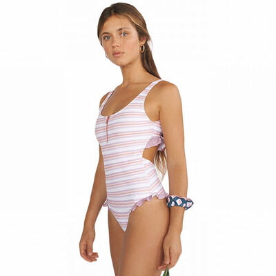 

One-piece swimsuit Womens sense v-neck tie printed swimming dress
