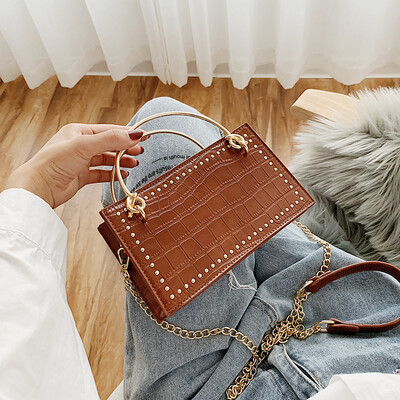 

Small bag female 2019 new Korean fashion crocodile pattern texture portable wild chain shoulder slung small square bag