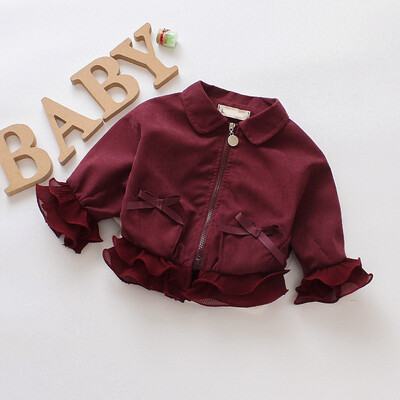 

Children Girls Winter Bow Windbreaker Coats Jacket Kid Zipper Outerwear Clothes