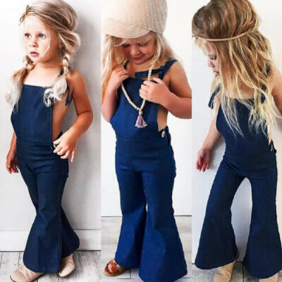 

FWJ-UK Toddler Kids Girls Denim Strap Bib Pants Romper Jumpsuit Playsuit Clothes