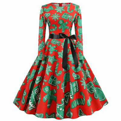 

US Women Christmas Skater Swing Dress Ladies Retro Rockabilly Xmas Party Dresses