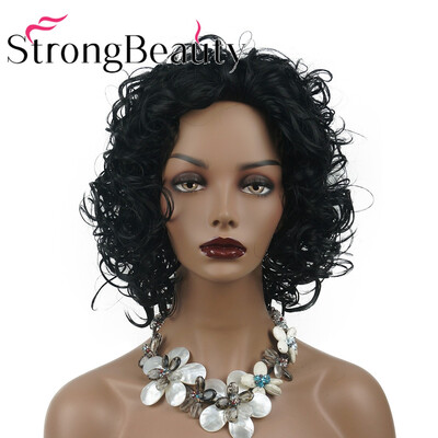 

Wiginway Short Jet Black Brown Gray Women Curly Synthetic Wigs Natural Looking Daily Wig for Women