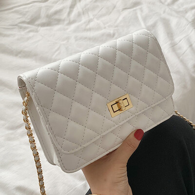 

Summer Baihuan womens bag 2019 new fashion rhomboid chain bag true skin Xiaoxiangfeng slanted small bag