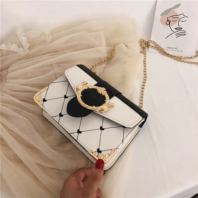 

Chic rhombic chain bag female 2019 new Korean version of the belt decoration small square bag collision color wild shoulder Messenger bag