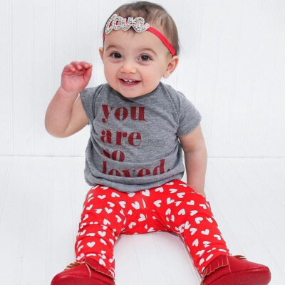 

Kids Baby Boys Letters Tops Shirt Love Heart Pants 2PC Set Clothes 70