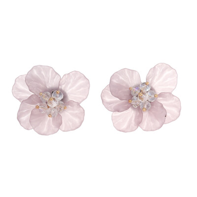 

Flowers Pattern Women Stud Earrings Bohemian Ear Jewelry Wrinkled Acrylic Ear Accessories Best Gifts for Girls