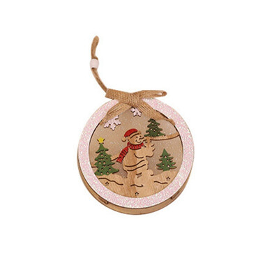 

Color Painted Wooden Frame Christmas Ornament Lamp Luminous Xmas Tree Hanging Pendant Holiday Decor