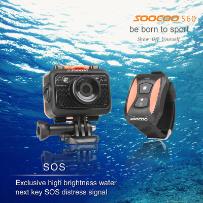 

SOOCOO S60 UnderWater 60M SOS Flash 170 Angle HD 1080P WIFI Sport Video Camera with Remote Controller