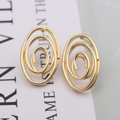 

Korean Jewelry Double Triangle Drop Earrings Red Wire Spiral Earrings Metal Maze Exaggerated Wedding Party Jewelry Accessories