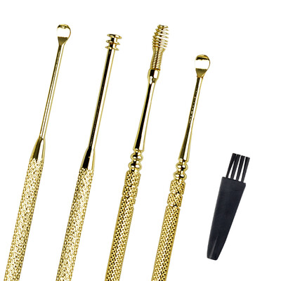 

Beauty skin double head ear spoon 2 combination gold MF0068 spiral spring stainless steel ear digging ear tool