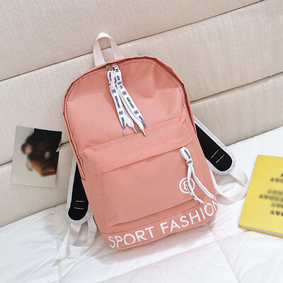 

Female Backpack College Wind Color Alphabet Creative Grid Student Bag Travel Bag