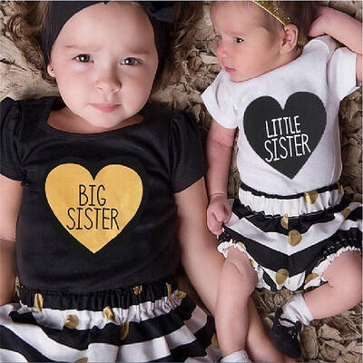 

Kids Baby Girls Little Sister Romper Pants Big Sister T-shirt Dress Outfits Set