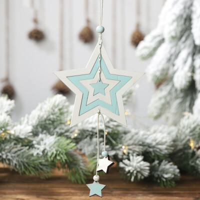 

Gobestart Christmas Wooden Four-layer Hollow Pendant Creative Cute Hanging Pendant