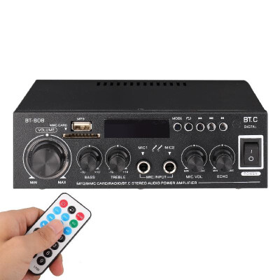 

Mini Power Amplifier Audio MP3 Player FM Radio BT Digital Audio Receiver LCD Display Dual Microphone Input BT Amplifier