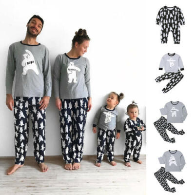 

NEW Family Matching Pyjamas PJs Set Cartoon Bear Adult Kids Sleepwear Nightwear