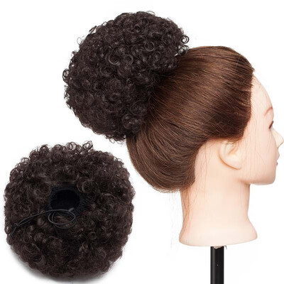 

Afro Bun Extension Puff Ponytail Chignon Hairpiece With Drawstring Afro Kinky Curly Wrap Messy Updo Synthetic For Women