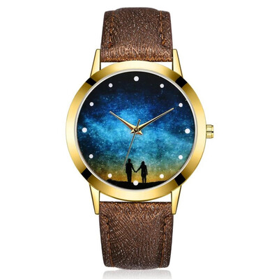 

High Quality Women Fashion Watches Starry Sky Creative Leather Band Analog Quartz Round Wrist Watch Clock Relojes Para Mujer