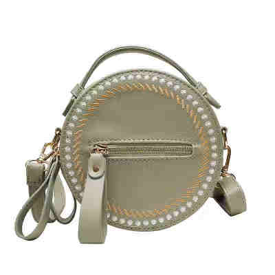 

Women Suture decoration Round Shoulder Messenger bag New women PU Leather Crossbody Casual Satchel Bag Adjustable shoulder strap