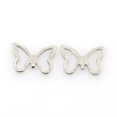 

304 Stainless Steel Insect Charms Butterfly Pendants Stainless Steel Color 7x10x1mm Hole 3x5mm