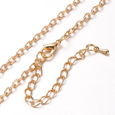 

Iron Cable Chain Necklace Makings with Alloy Lobster Claw Clasps&Iron End Chains Light Gold 303"