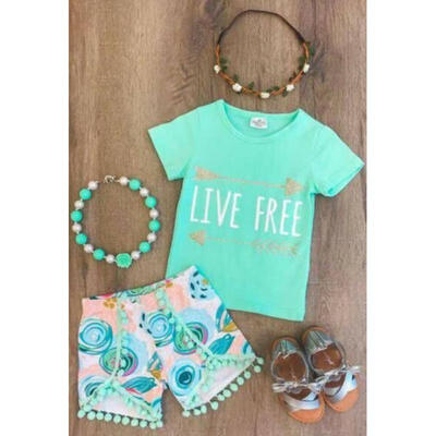 

UK Kids Baby Girl Floral Clothes T Shirt TopsShorts Pants Outfit Sunsuit Summer