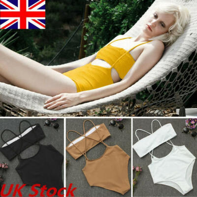 

2019 Womens Sexy Summer High Waist Bikini Set Solid Swimwear Bandage Beachwear