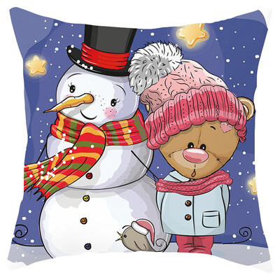 

Siaonvr Merry Christmas Cartoon Animals Pillowcase Sofa Pad Set Home Decoration 18x18 In